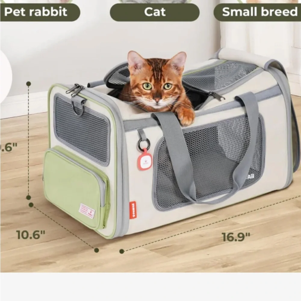 Pawaii Pet Travel Carrier Bag for Cats And Small Animals - Light Green & Gray